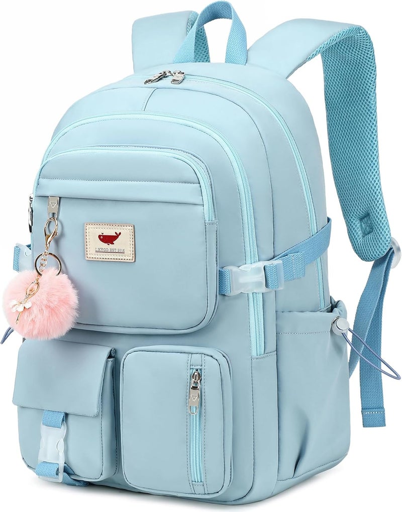 LXYGD Laptop Backpack 15.6 Inch Kids Elementary Middle High School Bag College Backpacks Anti Theft Travel Back Pack Large Bookbags for Teens Girls Women Students (Blue) - Image 1
